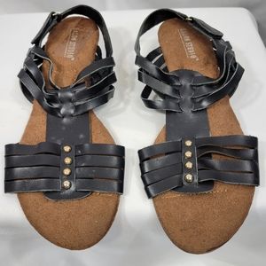 Salon Studio Black Adjustable Hook & Loop Ankle Strap Sandals Size 6M